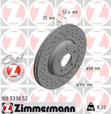 Купить 100333052 Zimmermann Ротор тормозной