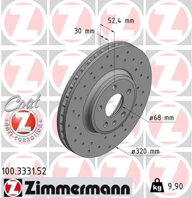Тормоз дисковый передний Zimmermann 100333152 цена, от 128.63 USD