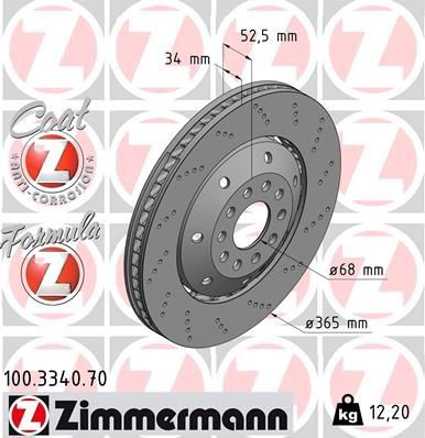Тормоз дисковый передний Zimmermann 100334070 цена, от 367.65 USD