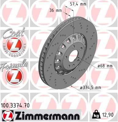 Тормоз дисковый передний Zimmermann 100337470 цена, от 348.82 USD