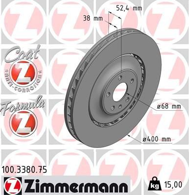 Купить 100338075 Zimmermann Ротор тормозной