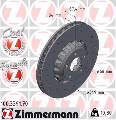 100339170 Zimmermann Диск тормозной передний