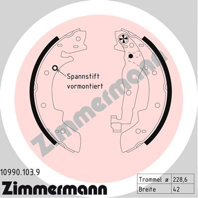 109901039 Zimmermann Барабанные тормозные колодки