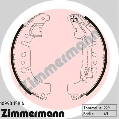 109901584 Zimmermann Барабанные тормозные колодки