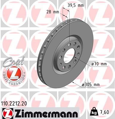 110221220 Zimmermann Диск тормозной передний