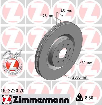 110222020 Zimmermann Диск тормозной передний
