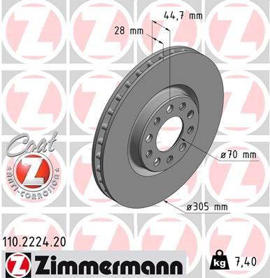 110222420 Zimmermann Диск тормозной передний