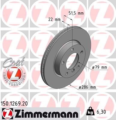 Передние тормозные диски 150126920 Zimmermann