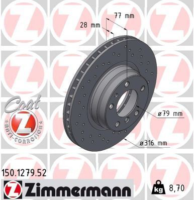150127952 Zimmermann Диск тормозной передний
