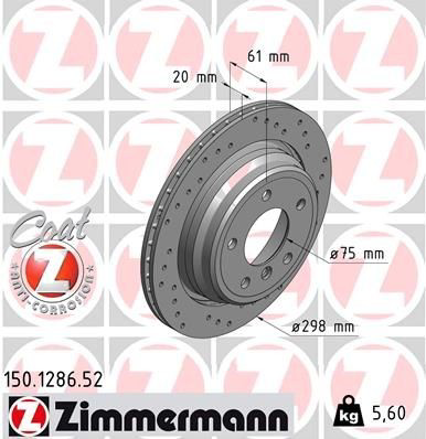 Купить 150128652 Zimmermann Диск тормозной задний