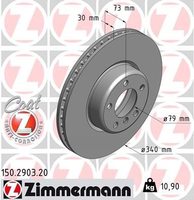 Передние тормозные диски 150290320 Zimmermann