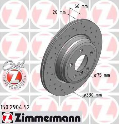 Купить 150290452 Zimmermann Диск тормозной задний
