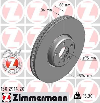 Передние тормозные диски 150291420 Zimmermann