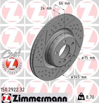 Задний тормозной диск Zimmermann 150292232 цена, от 145.31 USD