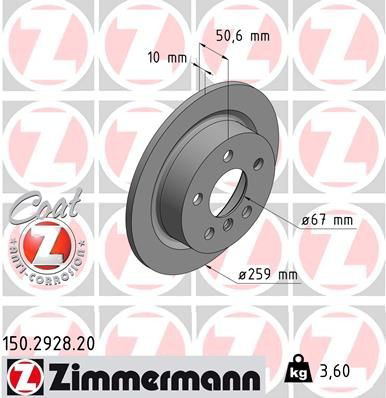 Задний тормозной диск Zimmermann 150292820 цена, от 43.17 USD