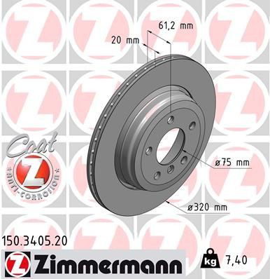 Задний тормозной диск Zimmermann 150340520 цена, от 56.54 USD