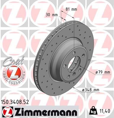 Передние тормозные диски 150340852 Zimmermann