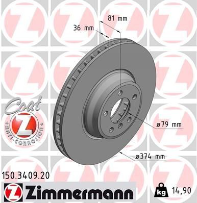 150340920 Zimmermann Диск тормозной передний