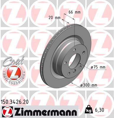Купить 150342620 Zimmermann Диск тормозной задний