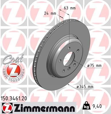 Купить 150346120 Zimmermann Диск тормозной задний