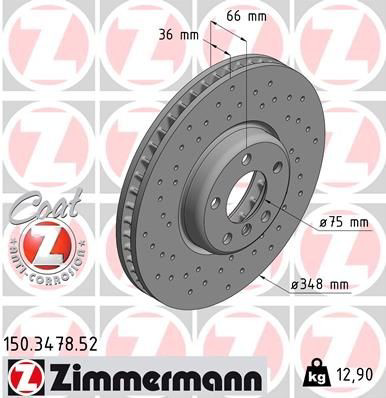 Передние тормозные диски 150347852 Zimmermann