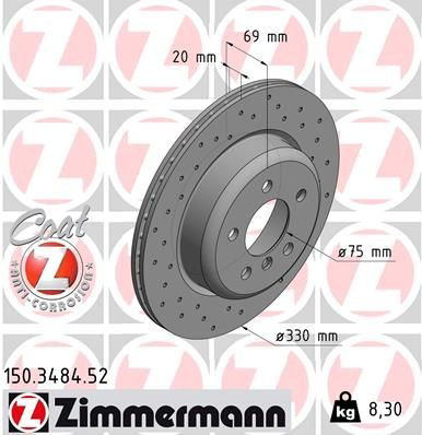 Купить 150348452 Zimmermann Диск тормозной задний