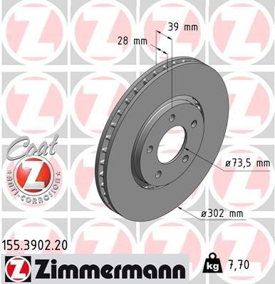 155390220 Zimmermann Диск тормозной передний