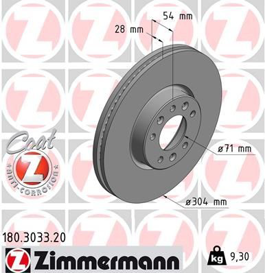 Тормоз дисковый передний Zimmermann 180303320 цена, от 87.16 USD
