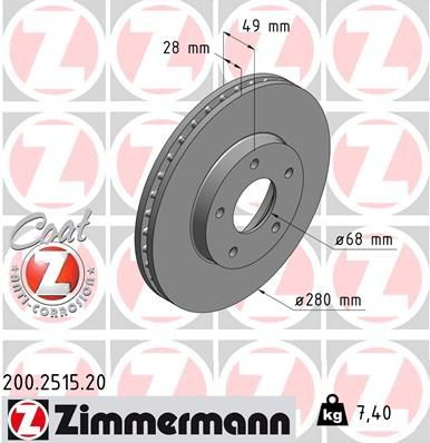 200251520 Zimmermann Диск тормозной передний