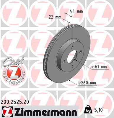 200252520 Zimmermann Диск тормозной передний