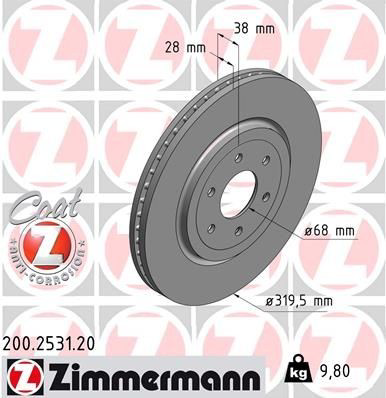 200253120 Zimmermann Диск тормозной передний