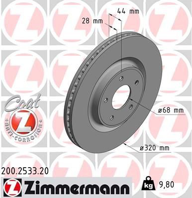 200253320 Zimmermann Диск тормозной передний