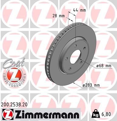 200253820 Zimmermann Диск тормозной передний