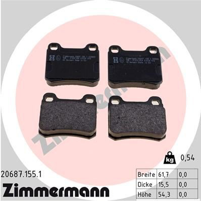206871551 Zimmermann Колодки тормозные дисковые комплект