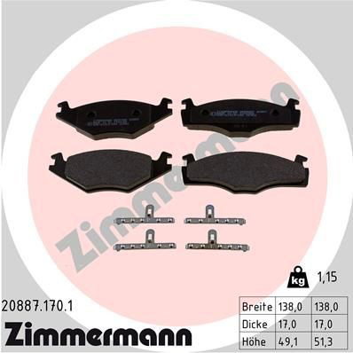 Купить 208871701 Zimmermann Колодки тормозные