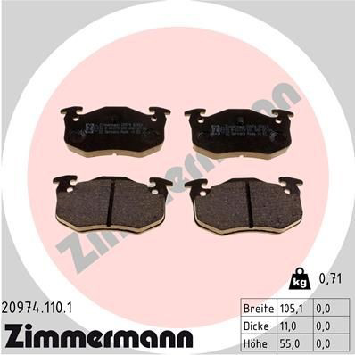 209741101 Zimmermann Колодки тормозные дисковые комплект