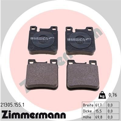 Купить 213051551 Zimmermann Колодки тормозные задние, дисковые