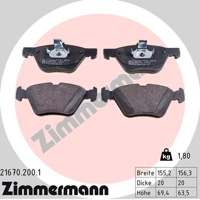 216702001 Zimmermann Колодки передние