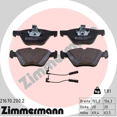 216702002 Zimmermann Колодки передние