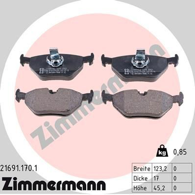 Купить 216911701 Zimmermann Колодки тормозные задние, дисковые