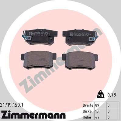 Задние дисковые колодки Zimmermann 217191501