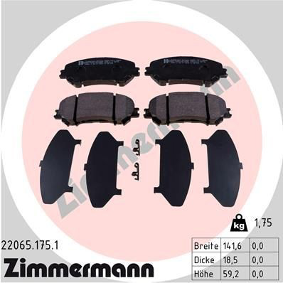 Передние тормозные колодки 220651751 Zimmermann