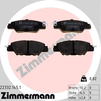 Задние дисковые колодки Zimmermann 223321451