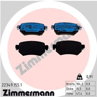 Задние дисковые колодки Zimmermann 223491551