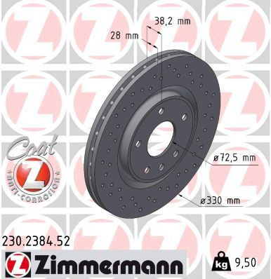 Передние тормозные диски 230238452 Zimmermann