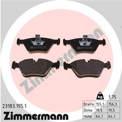 Передние тормозные колодки 231831951 Zimmermann