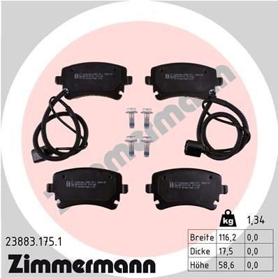 238831751 Zimmermann Колодки тормозные дисковые комплект