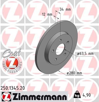 250134520 Zimmermann Дисковый тормоз