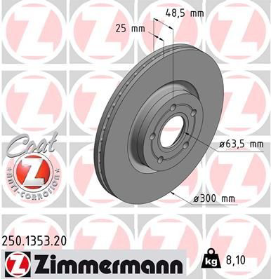 Передние тормозные диски 250135320 Zimmermann