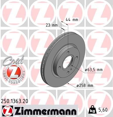 250136320 Zimmermann Диск тормозной передний